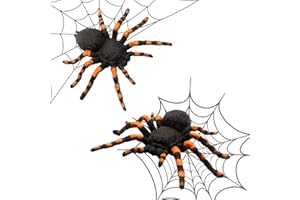 QIZHIQIAMY Arañas Halloween, Arañass Falsos Realistas, Araña de Plástico Negro, Araña de Plástico Decoración, Arañaes de Halloween Aterradoras, Decoraciones de Halloweens para Hogar, Oficina y Fiesta (2PCS-B)