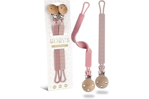 BOBY´S Schnullerkette Silikon 2 Pack/langlebige Schnullerkette Mädchen und Jungen mit Clip/BPA-freie Silikon Schnullerkette/flexible Schnullerketten/Pacifier Holder ab 3 Monate