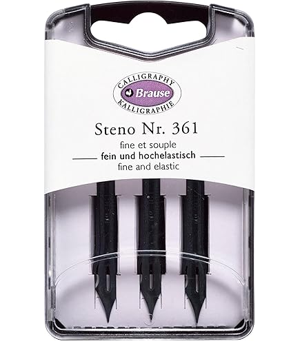 Kit Calligrafia Brause - 3 Pennini Bandzug (1.5, 2.5, 3mm) - Portapennino Legno - Inchiostro Nero
