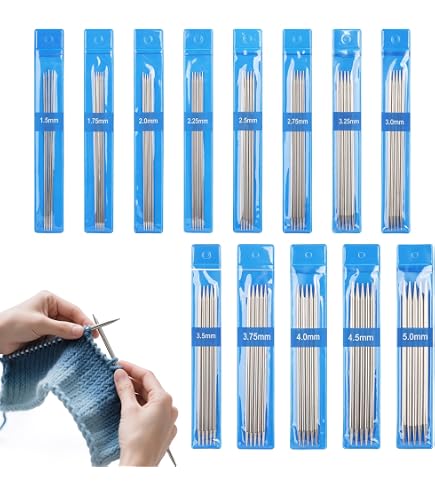 Reessy Set Completo Di Ferri Da Maglia In Acciaio Inox – 11 Paia Circolari (80 Cm) + 7 Paia A Doppia Punta (20 Cm), Accessori Inclusi, Per Principianti Ed Esperti