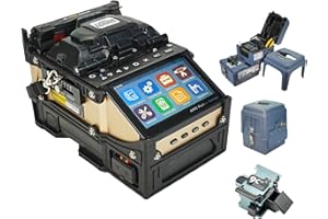 QIIRUN SD-9 Fusion Splicer Empalmadora de Fibra Optica con OPM y VFL Rápida 5s de Empalme y 11s de Calentamiento, fusionadora Core Alignment 6 Motores con Batería 7200mAh para Proyectos FTTx FTTH