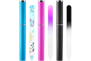 PEOVLVN 3 sztuki szklanych pilników do paznokci, szklany pilnik do paznokci, z etui, dwustronny pilnik szklany do paznokci, pilniki naturalne, precyzyjne pilniki z gładkim wykończeniem, do manicure "zrób to