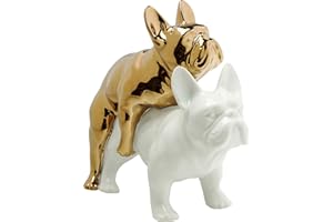 ‎KARE Kare Design Deko Figur Love Dogs Gold/Weiß, Deko Figur, Hundemotiv, Porzellan, Accessoire, Wohnzimmer, Deko für Regale oder Sideboards, Deko Skulptur, Dekoration, 17x11x20 cm (H/B/T)