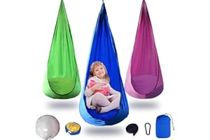 TUSAUW Kids Pod Swing Seat Hammock Chair with Inflatable Pillow Swing Chair for Outdoor and Indoor,Hanging Chair with Inflatable Cushion, Max 176Lbs Green