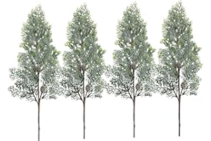 QSDGFH Künstliche Tannenzweige, 59,9 cm, Weihnachtsbeflockung, Tannenzapfen, Stiel, für Weihnachtsdekoration, künstliche Grünpflanzen, 4 Stück