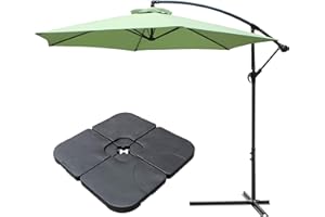 All Seasons Gazebos Ross James premium garden parasol umbrella with crank handle including base weight (Green)