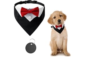 URROMA 1 pezzo rosso formale smoking bandana, cane smoking cotone bandana collare matrimonio con papillon e cravatta collo per cani e gatti, S