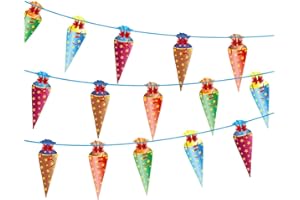 HOECMRHP Zuckertüten Girlande Hänge Deko zu Einschulung, Zuckertüten Banner für Schuleinführung Schulanfang Dekoration Schule Jungs Mädchen bunt (2 Set)