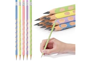 AUAUY 12Pcs HB Pencil Non-Slip, Multicolor Writing Drawing Graphite Pencils with Eraser, HB Wooden Black Lead Pencils for Student Adults School Office Wedding Party(Hole Pencil)