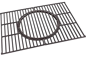 tepro Universal Guss-Grillrost-Set mit Rost-in-Rost-System aus emailliertem Gusseisen mit herausnehmbarer Rostmitte für unterschiedliche Einleger, Farbe schwarz, Maße ca. 41,5 x 55 x 1 cm
