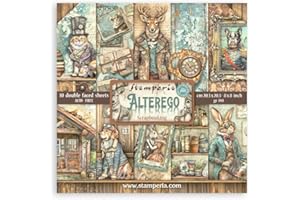 Stamperia - Scrapbook Paper Pad for Scrapbooks, Albums, Card Making, Bullet Journalling and More, Acid Free, Double-Sided, Perfect for Hobbies, Crafts, and Gifting (Alterego) (20,3 x 20,3 cm)