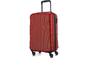 suitline - Handgepäck Hartschalen-Koffer Koffer Trolley Rollkoffer Reisekoffer, TSA, 55 cm, ca. 34 Liter, 100% ABS Matt, Rot