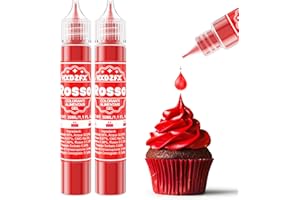 HXDZFX Colorante Alimentare Gel - Rosso Coloranti Alimentari Gel Concentrato per La Decorazione di Torte, I Dolci, Dolciumi, I Macaron, La Glassa, La Cottura e La Cucina - 30ml×2 Flaconi