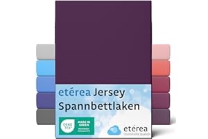 ETÉREA HIMMLISCHE QUALITÄT etérea Comfort Jersey Lenzuolo a Soffietto 140x200-160x200 cm - 100% Cotone - Certificato Oekotex 100 - Lenzuolo a Soffietto Fino a 25 cm di Materasso - Viola
