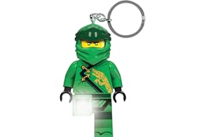 IQ LEGO NINJAGO LED Flashlight Keychain for Ninjago Fans - Novelty Toy for Kids - 76mm Figure - 2 CR2025 Batteries Included, Lloyd, 76mm