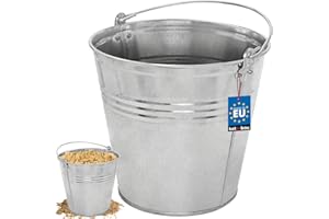 KOTARBAU® Seau à Eau 10L Robuste Galvanisé en Acier, Poignée Ergonomique Pour Jardin, Déchets de Cuisine et Mortier de Construction