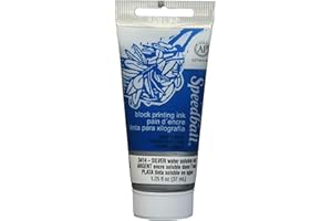 Speedball 37ml 1.25oz Water-Soluble Block Ink Silver, For Block Printing, Lino Printing, Screen Printing, For Artists Kit