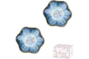 TUILFUL Trinket Dish for Women – 2pcs Gift for Her, Mum, Girl Blue Ceramic Jewelry Ring Holder Trays, Aesthetic Room Decor, Cute Bedroom Accessories, Friendship, Birthday, Christmas, Housewarming