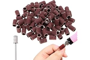 UHELTOSLY 100 Stück Schleifhülsen,Schleifkappen,Schleifbänder,Schleifkappen Drill Sanding Bands, 180# Sander Emery Rollers Nagelfeile Professionelle Schleifbits für Maniküre Pediküre Nagelpflege