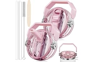 ROMANVIC Stanley Cup Deckel Auslaufsicher,2 Stück Abnehmbar Ersatzdeckel für 30oz Becher mit,1 Strohhalm Bürste und 1 Demontagewerkzeug,2 Trinkhalmen,Wiederverwendbarer Deckel Stanley Cup Dicht