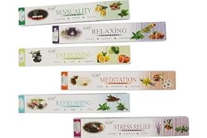 GIFT BRIT Kadzidełka zapachowe premium – relaksujące, łagodzące stres, medytacja, orzeźwiające, zmysłowe i energetyzujące – 120 patyczków (6 opakowań x 20 patyczków)