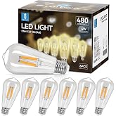 Aigostar E27 LED Bulb with Filament,Warm White 2700K,4W(Equivalent to 41W),480 Lumens,Non-Dimmable,Decorative Bulbs,Pack Of 6