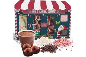 TILZ Geschenk-Set für heiße Schokolade, heiße Schokolade, Mini-Marshmallows, Pralinen, Zuckerstangen, Schokoladentropfen, Weihnachtsgeschenke für Kinder, Strumpffüller, heiße Schokolade, Geschenk-Set für
