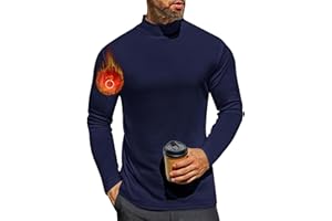 Ekouaer Camiseta Interior térmica de Invierno para Hombre Camiseta de Manga Larga con Cuello Alto S-XXL