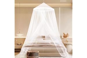 FMKLDENA Moskitonetz, Moskitonetz Bett Baldachin 60×250×1100cm, Moskitonetz Doppelbett Einzelbett, Moskitonetz Bett Für Reise, Camping, Zu Hause, Garten-weiß