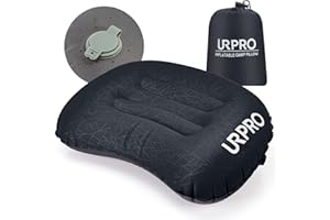 URPRO Ultralight Inflatable Camping Travel Pillow - Compressible, Compact, Comfortable, Ergonomic Inflating Pillows for Neck & Lumbar Support Camp, Hiking, Backpacking Black