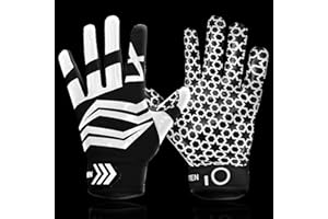 FINGER TEN American Football Gloves Youth Kids Ultra Tack Sticky Non-Slip Palm Receivers, Rugby Gloves for Boys Girls Flexible Stretch Protection Waterproof Professional Fit Children Age 5-14