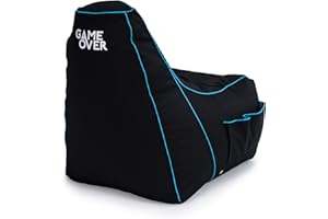 Game Over 8-Bit Kids Children Mini Video Gaming Bean Bag Chair | Indoor Living Play Room | Side Pockets for Controllers | Headset Holder | Ergonomic Design for the Dedicated Young Gamer (Lich Blade)
