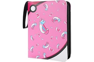 FUANSHENG Trading Card Albums 4 Pocket,Trading Card Binder Waterproof, Premium Cards Holder Album with Removable Sleeves, Trading Card Albums, Book Folder Storage Organizer Compatible with Game Cards (Pink)