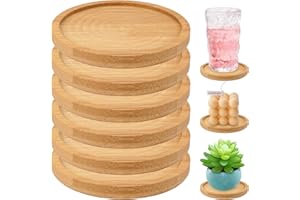 HIKPACKER 6 Piezas Posavasos Madera,Platos de Madera para Velas,Ø 9 cm Bandeja Madera Redonda,Posavasos Madera Redondos,Portavelas Madera Natural para Decoración de Mesa, Posavasos, Comunión, Bautizo