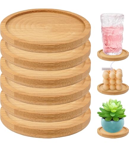 Set De 4 Posavasos De Bambú Rectangulares Y Ovalados - Bandejas Pequeñas Para Servir O Decorar - Naturales Y Resistentes Al Agua