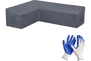 smartpeas Copertura Divano Esterno A L - 255 * 255 * 100 * 70 - Copridivano Da Esterno Impermeabile Per Divano A L +Guanti Giardinaggio