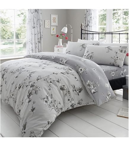 Rapport Home Crane Birds Copripiumino King Size 230x220 - Microfibra Double Face 180 Fili - Set Con 2 Federe - Colore Ocra