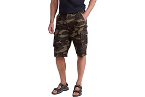 Mountain Warehouse Mens Camo Cargo Shorts - 100% Cotton Twill Short Trousers, Lightweight Pants, Breathable, Durable Shorts -for Hiking, Walking, Beach, Park
