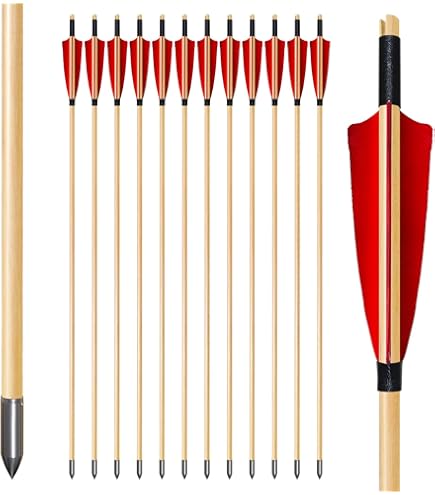 20 Holzpfeile Mit Gummispitze - 45cm Bambus Pfeile Für Bogenschießen