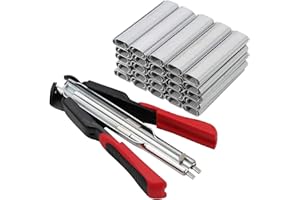 BREUAILY Alicates de anillo de cerdo kit de esgrima automático con 2500 clavos tipo C, abrazadera de jaula de alambre para animales, herramientas para equipos de instalación para sofás de coche