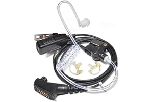 UAYESOK Casque Radio Walkie Talkie Air Tube Oreillette Discret pour Airbus TPH-900 TETRAPOL Gendarmerie Kit Radio de Security 19 Broches avec Embouts Souples de Taille Moyenne et Microphone PTT