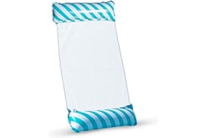 TUXUNQING Hamaca Flotante,Hamaca Piscina a Rayas,Hamaca de Agua,Hamaca de Piscina 4 en 1,Hamaca Inflable Flotante Plegable,Los Mejores Regalos de Verano para Adultos y Niños (Azul Claro)