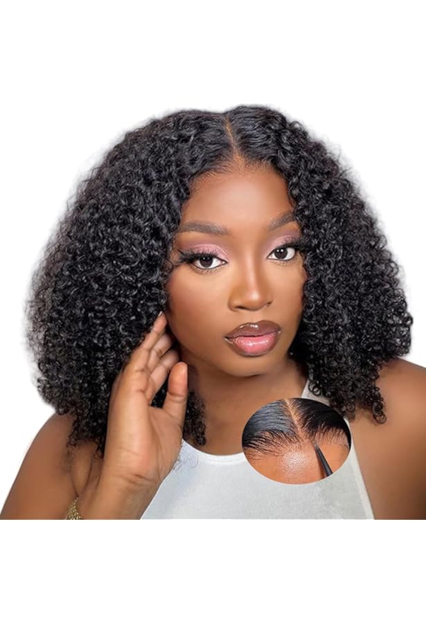 Wear And Go Glueless Curly Wigs Human Hair For Black Women Pre Plucked Pre Cut 5x5 HD Lace Closure Wigs Brazilian Virgin Curly Human Hair Wig For Beginners Natural Color 18 Inch - View #3