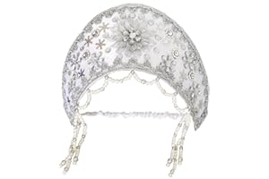 Birsppy russouvenir Kokoschnik Kokoshnik Haube slawische Krone Kopfschmuck Snegurotschka in Weiß