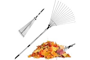 Old Tjikko Rechen Garten,Harke,Verstellbar Rechen,Gardena Laubrechen,Rechen aus Metall,Harke,Laubrechen,Rasenrechen,Gartengerät