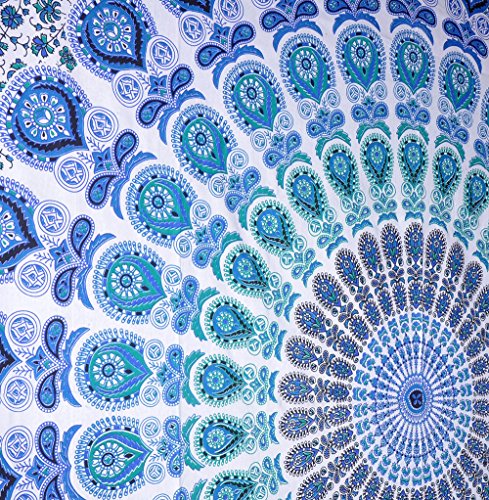 Rawyal-Indian Peacock Mandala Tapestry ,Indian Wall Hanging ,Hippie Indian Tapestry,bohemian Wall Hanging,queen Bedspread Throw Decor Art by Rawyal