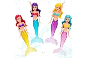 XIHIRCD 4 giocattoli a forma di sirena, giocattoli per immersioni e piscina, per bambini e bambini, bambole da vasca da bagno a forma di principessa sirena (colorB)