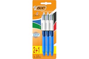 BIC 4 Couleurs Grip Stylos-Bille Rétractables Pointe Moyenne (1,0 mm) , Parfait pour l'Ecole et au Bureau, Format Spécial