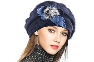 VECRY Damski Wełniany Beret Angola Czapka z Dzianiny Beanie Sukienka Czapki Zimowe