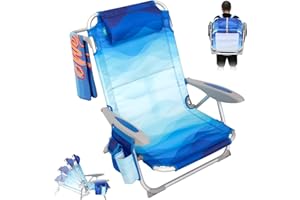 #WEJOY Silla Playa Plegable Ajustable, 4 Posiciones, Silla de Playa Reclinable Portátil, Tumbona Jardin en Aluminio y Tejido Oxford, Silla Baja de Playa Camping Ligera con Reposacabezas, 1/2 Piezas